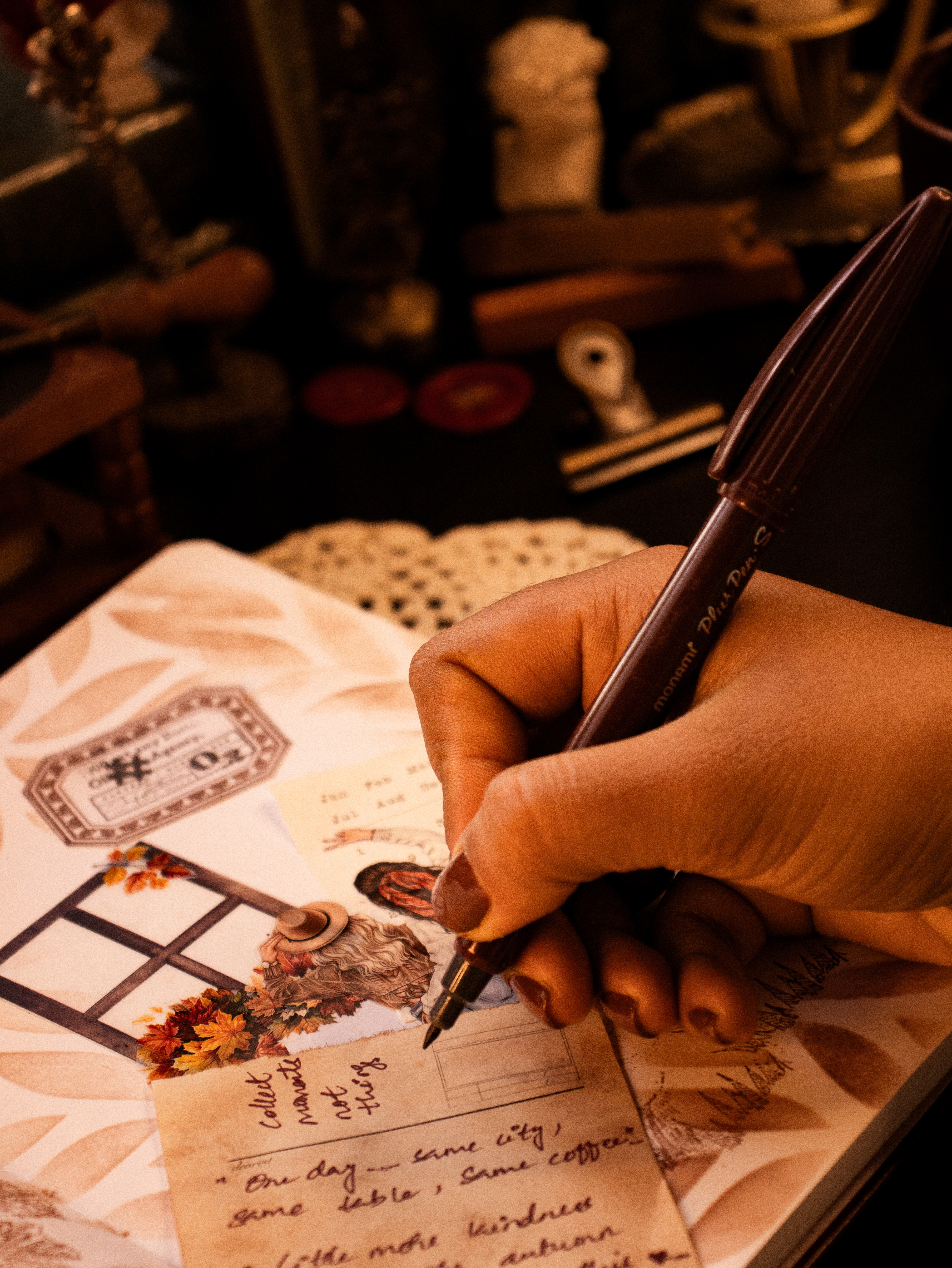 A quiet moment spent writing in a journal